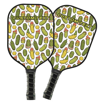 BlueJose Cute Pickles Cucumbers Customized Name Pickleball Paddle