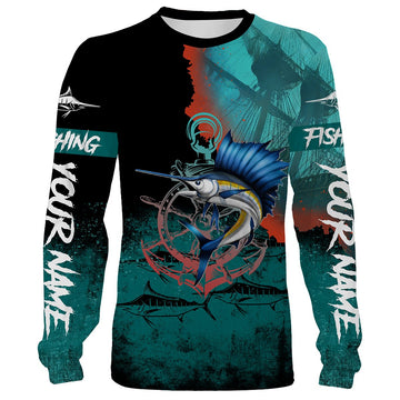 BlueJose Sailfish Fishing Customize Name 3D Shirts