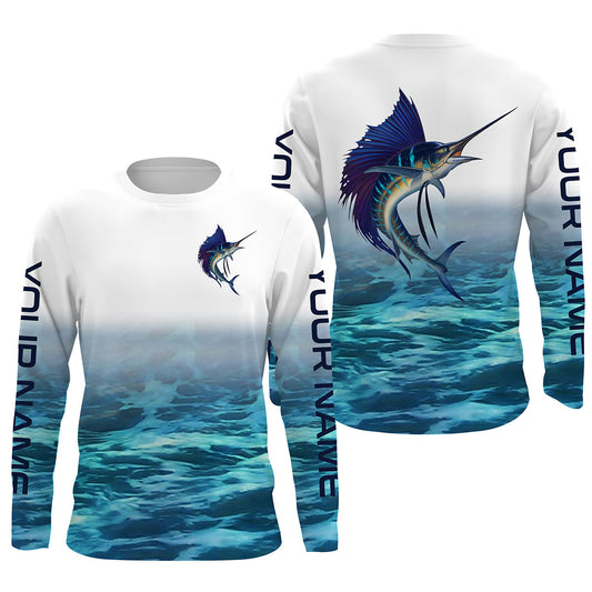 Bluejose Personalized Sailfish Saltwater Performance Fishing Shirts, Custom Sailfish Tournament Shirts