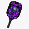 BlueJose Purple Flame Skull Halloween Customized Name Pickleball Paddle