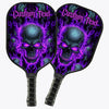 BlueJose Purple Flame Skull Halloween Customized Name Pickleball Paddle