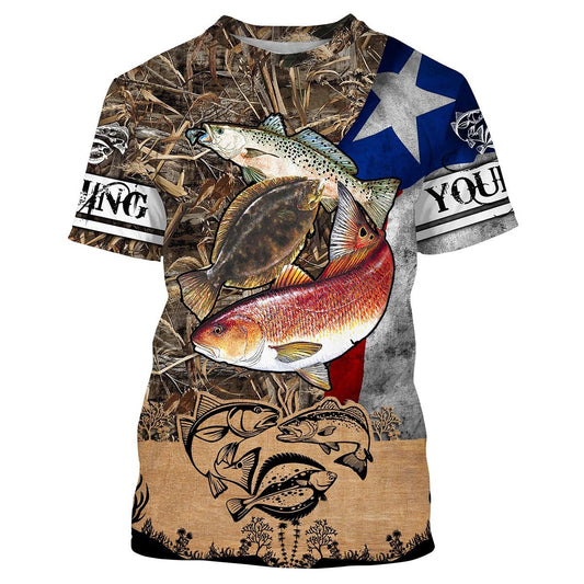 Bluejose Texas Slam Flag Fishing Custom Name 3D Shirts