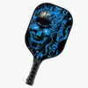 BlueJose Black And Blue Flame Skull Customized Name Pickleball Paddle