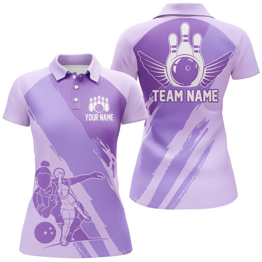BlueJose Purple Bowling Queen Personalized All Over Printed Shirt For Women