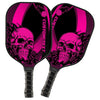 BlueJose Black And Pink Flame Skull Customized Name Pickleball Paddle