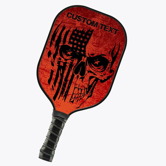 BlueJose American Flag Skull Patriotic Customized Name Pickleball Paddle