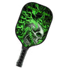 BlueJose Black And Green Flame Skull Customized Name Pickleball Paddle