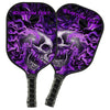 BlueJose Purple Flame Skull Customized Name Pickleball Paddle