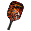 BlueJose Black And Orange Flame Skull Customized Name Pickleball Paddle