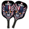 BlueJose American Flag Skull Patriotic 2 Customized Name Pickleball Paddle