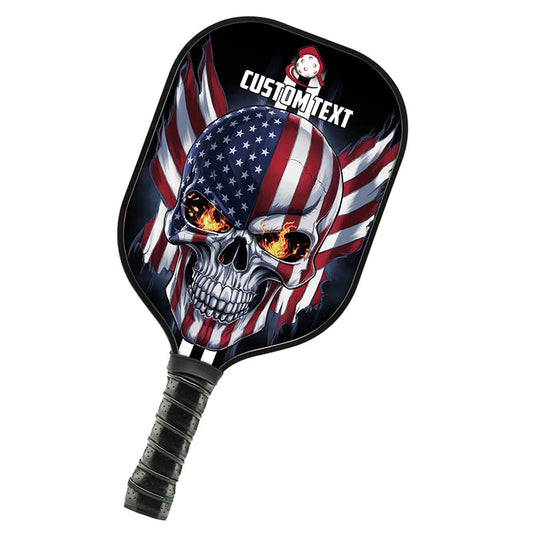 BlueJose American Flag Skull Patriotic 2 Customized Name Pickleball Paddle