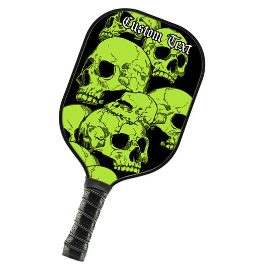 BlueJose Black And Green Skulls Customized Name Pickleball Paddle