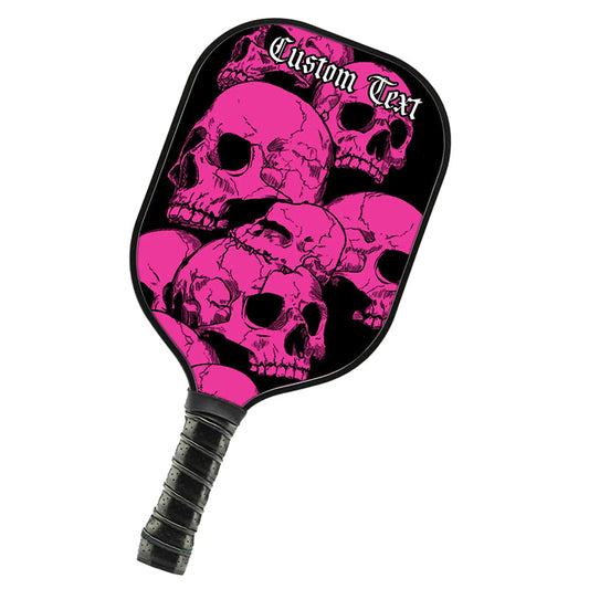 BlueJose Black And Pink Skulls Customized Name Pickleball Paddle