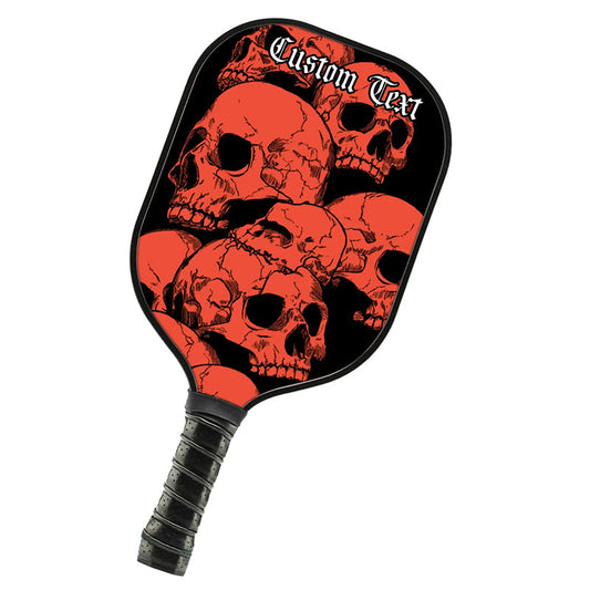 BlueJose Black And Orange Skulls Customized Name Pickleball Paddle