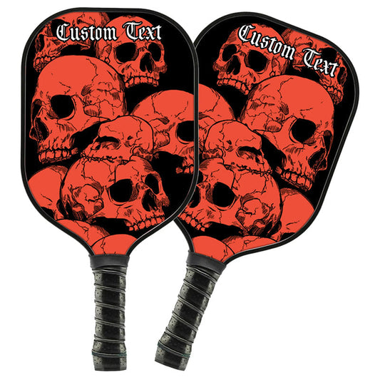 BlueJose Black And Orange Skulls Customized Name Pickleball Paddle