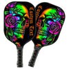 BlueJose Colorful Skull And Rose Flowers Ver 2 Customized Name Pickleball Paddle