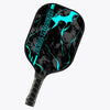 BlueJose Cyan Blue Paint Splatter Customized Name Pickleball Paddle