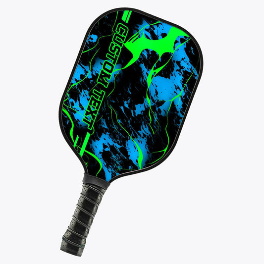 BlueJose Blue And Green Paint Splatter Customized Name Pickleball Paddle