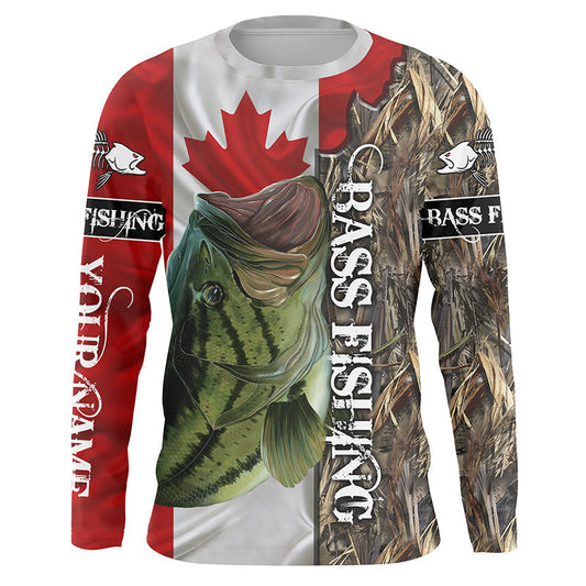 Bluejose Bass Fishing Canada Flag Custom Name All Over Print Shirts - Personalized Fishing Gift