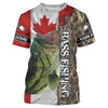 Bluejose Bass Fishing Canada Flag Custom Name All Over Print Shirts - Personalized Fishing Gift