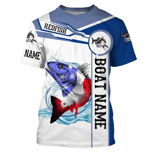 BlueJose Redfish Puppy Drum Customize Name And Boat Name Fishing Shirt