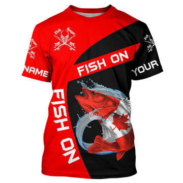 BlueJose Walleye Fishing Canadian Flag Patriotic Fishing Personalized Shirt