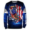 BlueJose Personalized Bass Fishing 3D American Flag Patriotic Shirts