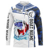 Bluejose Redfish Fishing Blue Camo American Flag Custom Name & Boat Name 3D Hoodie