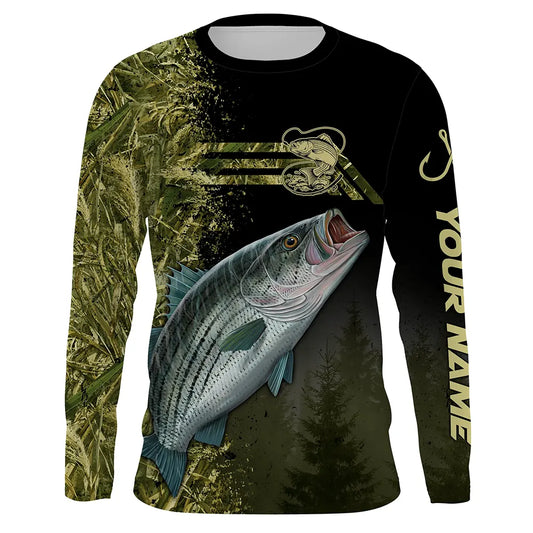 Bluejose Custom Striped Bass Fishing Camouflage Personalized Name 3D Hoodie