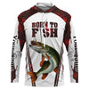 Bluejose "Born To Fish" Musky Fishing Red Camo Custom Name   Long Sleeve Fishing Shirts