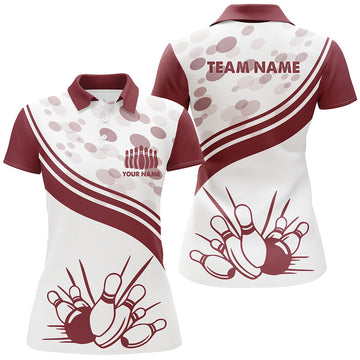 BlueJose Vintage White Bowling Premium Customized Name 3D Shirt For Women