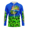 Bluejose Custom Mahi Mahi Fishing Green Camo Fishing Jersey, Dorado Saltwater Fishing Long Sleeve Shirts