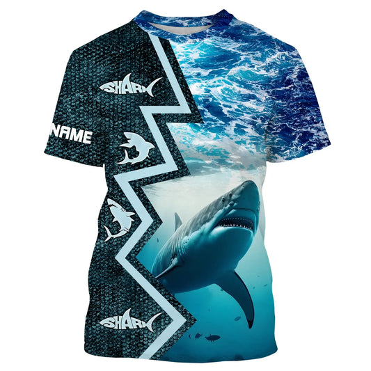 BlueJose Blue Camo Sea Wave Camo Shark Fishing Personalized Shirt