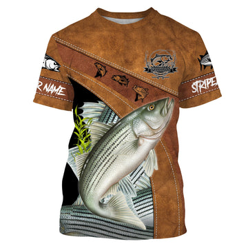 BlueJose Striped Bass Fishing Customize Name Fishing Shirt