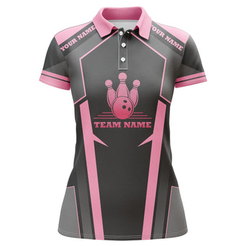 BlueJose Black Pink Bowling Team Premium Customized Name 3D Shirt For Women