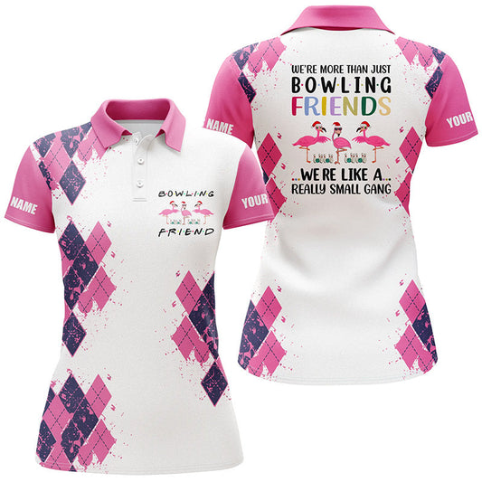 BlueJose Pink Bowling We're More Than Just Bowling Friends Flamingo Premium Customized Name 3D Shirt For Women