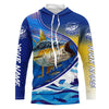 Bluejose Personalized Tuna Fishing Scales Blue Camo Long Sleeve Fishing Shirts, Tuna Saltwater Fishing