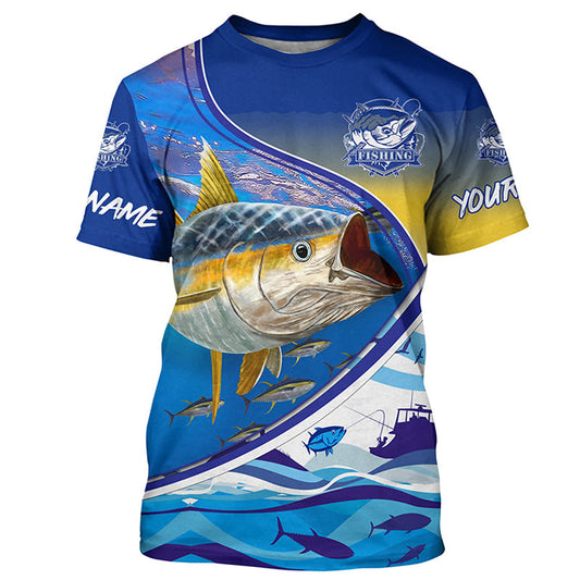 BlueJose Personalized Tuna Fishing Scales Blue Camo Shirt