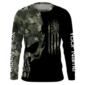 BlueJose Camo Fish Reaper American Flag Custom Long Sleeve