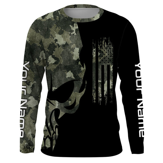 BlueJose Camo Fish Reaper American Flag Custom Long Sleeve