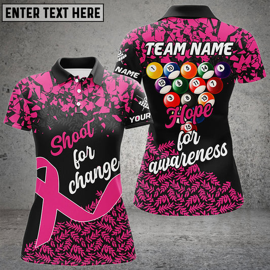 BlueJose Billiards Breast Cancer Awareness Shoot For Change Hope For Customized Name 3D Shirts