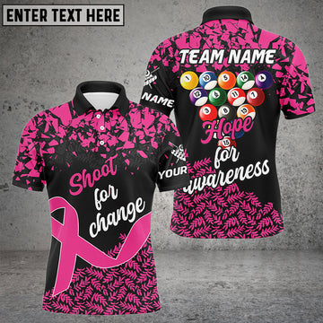 BlueJose Billiards Breast Cancer Awareness Shoot For Change Hope For Customized Name 3D Shirts