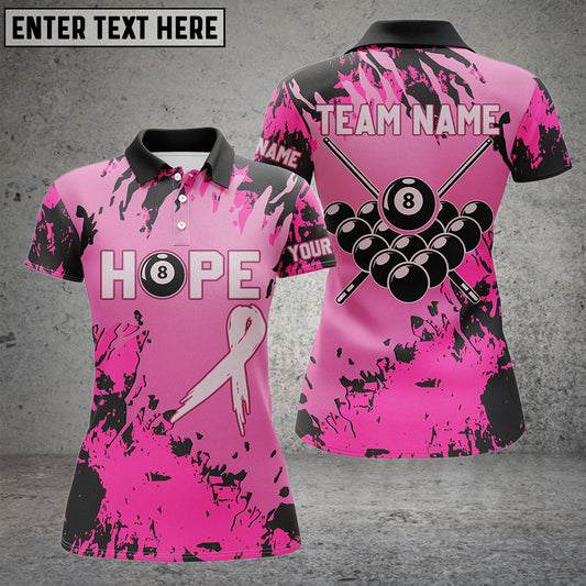 BlueJose Billiards Breast Cancer Awareness Hope Light Camo Customized Name 3D Shirts