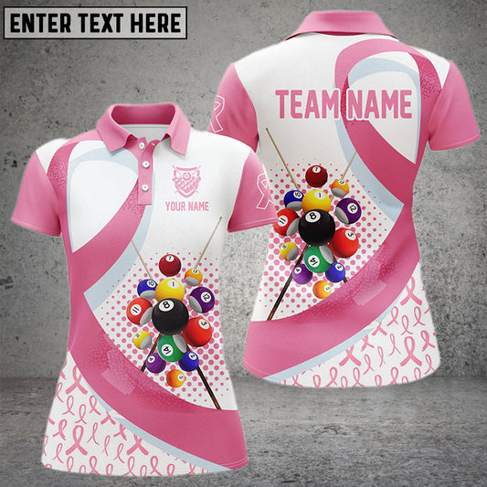 BlueJose Billiards Breast Cancer Awareness White Customized Name 3D Shirts