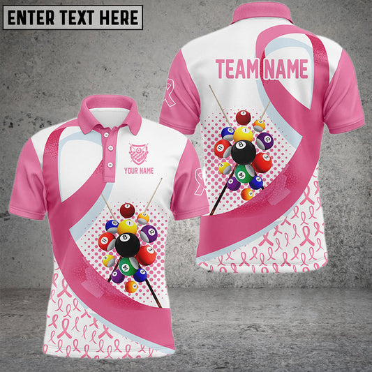 BlueJose Billiards Breast Cancer Awareness White Customized Name 3D Shirts