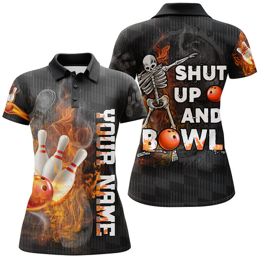 BlueJose Shut Up And Bowl Funny Bowling Personalized All Over Printed Shirt For Women