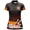 BlueJoses Black Bowling Flame Personalized All Over Printed Shirt For Women