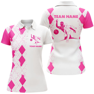 BlueJose Bowling Pink Ladies Bowlers Premium Customized Name 3D Shirt For Women Personalized Shirts For Bowling Players