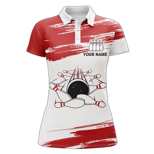 BlueJose Red & White Bowling Too Legit Too Split Premium Customized Name 3D Shirt For Women