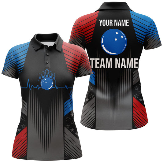 BlueJose USA Bowling For Team Patriotic Premium Customized Name 3D Shirt For Women